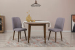 Išplečiamas valgomojo stalo ir kėdžių rinkinys (3 vienetai) Vina 0701 - Walnut, Grey