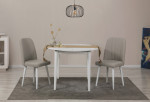 Išplečiamas valgomojo stalo ir kėdžių rinkinys (3 vienetai) Vina 1005 3 v2 - White, Cream