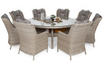 Lauko baldų komplektas Bristol Round Elegant 180 cm, 8+1, Beige / Beige Melange