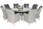 Lauko baldų komplektas Bristol Round Elegant 180 cm, 8+1, White / Grey