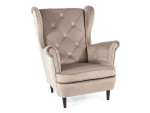 Fotelis Signal Meble Lady Velvet Sand Klasikinis Medinis Rėmas