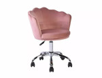 Rožinio veliūro pasukama kėdė – senovinės rožinės spalvos veliūro elegancija jūsų darbo erdvei