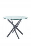 Stalas Agis – Modernus apvalus stalas su stiklu, skersmuo 90 cm