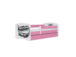 Vaikiška lova be čiužinio, su stalčiumi Kocot Kids BabyDreams Pink sports car, rožinė/balta