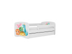 Vaikiška lova be čiužinio, su stalčiumi Kocot Kids BabyDreams White tiny dinos, 160x80 cm, balta