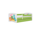 Vaikiška lova be čiužinio, su stalčiumi Kocot Kids BabyDreams Green tiny dinos, 140x70 cm, žalia