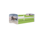Vaikiška lova be čiužinio, su stalčiumi Kocot Kids BabyDreams Green galloping horse, 140x70 cm, žalia