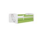 Vaikiška lova be čiužinio, su stalčiumi Kocot Kids BabyDreams Green cat, 140x70 cm, žalia