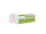 Vaikiška lova be čiužinio, su stalčiumi Kocot Kids BabyDreams Green princess, 180x80 cm, žalia