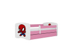 Vaikiška lova be čiužinio, su stalčiumi Kocot Kids BabyDreams Pink spiderman, 140x70 cm, rožinė