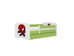 Vaikiška lova be čiužinio ir stalčiaus Kocot Kids BabyDreams Green spiderman, 180x80cm, žalia