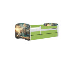 Vaikiška lova be čiužinio, su stalčiumi Kocot Kids BabyDreams Green ship, 180x80 cm, žalia