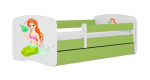 Vaikiška lova be čiužinio, su stalčiumi Kocot Kids BabyDreams Green mermaid, 180x80 cm, žalia