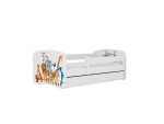 Vaikiška lova be čiužinio, su stalčiumi Kocot Kids BabyDreams White animals, 140x70 cm, balta