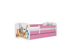 Vaikiška lova be čiužinio, su stalčiumi Kocot Kids BabyDreams Pink animals, 160x80 cm, rožinė