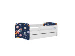 Vaikiška lova su čiužiniu ir stalčiumi Kocot Kids BabyDreams White cosmos, 160x80 cm, balta/mėlyna