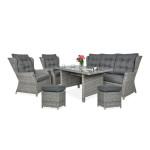Lauko baldų komplektas TRIVENTO DINING 3 + su pufais, Stone Grey