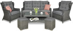 Lauko baldų komplektas TRIVENTO 3 + su pufais, Dark Grey