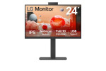 LG 24BA850-B IPS Monitorius 23.8" FHD, 100Hz, Juodas, Garsiakalbiai, Kamera, USB Hub, VESA, Aukščio Reguliavimas